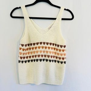 Sincerely Jules Cropped Sleeveless Ivory Heart Sz M Sweater Tank Top